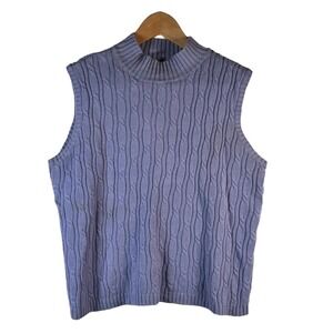 Vintage‎ Villager Sport Liz Claiborne L Lavender Cable Knit Sweater Vest 90s